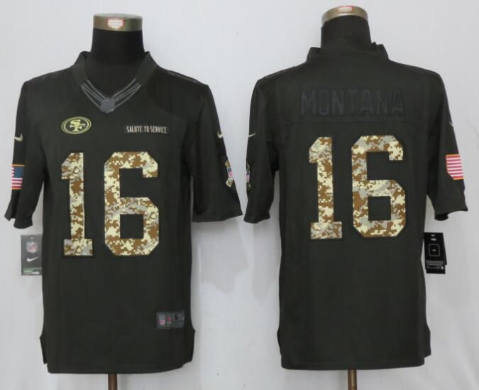 2017 Men San Francisco 49ers #16 Montana Anthracite Salute To Service Green New Nike Limited NFL Jersey->houston texans->NFL Jersey